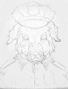 sketch of pig haram drawing